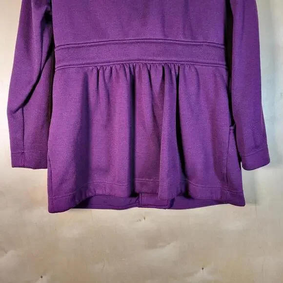 Metaphor Eggplant Purple Fleece Button Front Pockets Jacket Women Size L - Picture 9 of 10